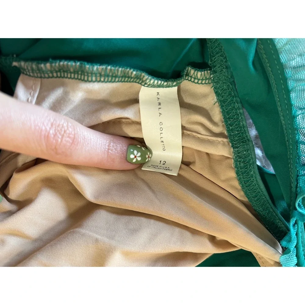 Karla Colletto Basics Ruffle V-neck One Piece & Skirt in Lichen Green‎ sz 12